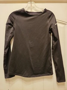 NIKE DRI-FIT YOUTH BOYS LARGE BLACK STRETCH long SLEEVE CREW NECK SHIRT - Picture 1 of 3