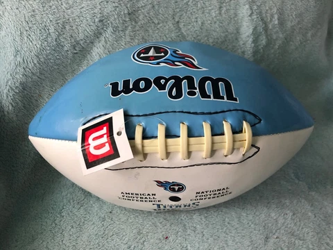 Sweet TENNESSEE TITANS Wilson Football 3 white panels for signatures w/ Tag Cover