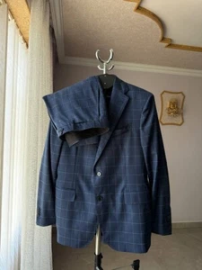 BOGGI MILANO GUABELLO SUPER 130s ITALIA 100% LANA AZUL TRAJE BLAZER PANTALONES PARA HOMBRE 54 - Imagen 1 de 24