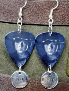 Rick From The Walking Dead Guitar Pick Earrings with Rise Up Charms - Picture 1 of 3