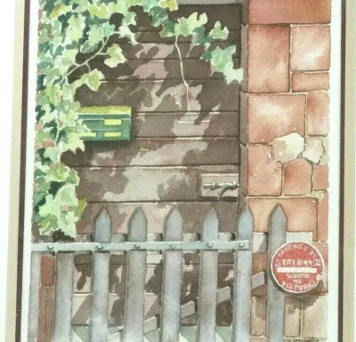 Porte dans le Sud-Ouest Cadre Aquarelle signée Elisabeth Vidal Original 1997 - Photo 1/4