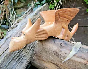 More details for fair trade hand carved made wooden shelf dragon sculpture ornament statue natura