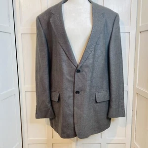 Versini Mens 44R Gray Light Blue Plaid Silk Wool Blazer Sport Coat Suit Jacket - Picture 1 of 21