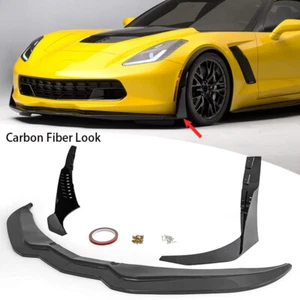 For 14~19 Corvette C7 Z06 Stage 4 Front Lip Splitter+ Side Winglets Carbon Paint - Picture 1 of 15