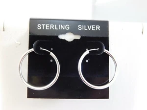 925 Sterling Silver Medium Hoop Earrings LW0046 - Picture 1 of 2