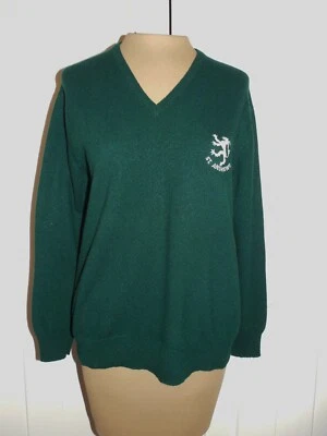 Rare Vintage ST. ANDREWS Green Cashmere V-Neck Sweater SCOTT & CHARTERS HAWICK - Image 1 of 4