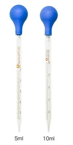2 Pieces 5ml+10ml Glass Graduated Lab Pipette Droppers for Transfer Liquid Oil - Picture 1 of 6