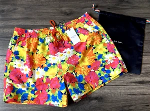 PAUL SMITH NEON FLORAL PRINT SWIM SHORTS SIZE L 32"-34" RETAIL £120 BNWT - Picture 1 of 12