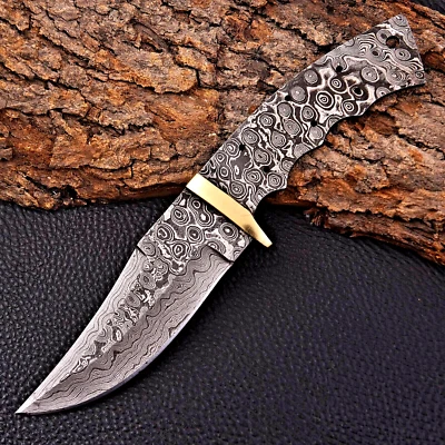 CUSTOM MADE HAND FORGED DAMASCUS STEEL BLANK BLADE HUNTING KNIFE 3034