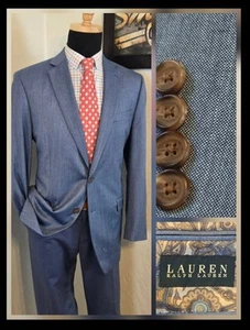 Ralph Lauren Men 42L Blazer Light Blue Nailhead Sport Coat 2 Button Jacket - Picture 1 of 20
