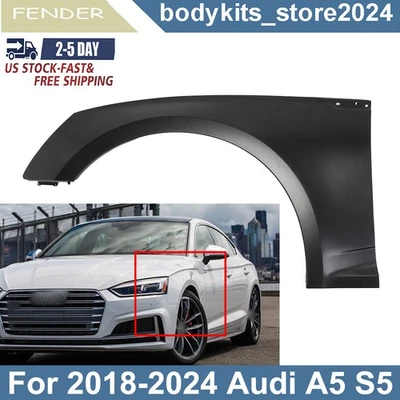 Primed Steel Front Left Side Fender For 2018-2024 Audi A5 Quattro S5 Sportback - Imagem 1 de 4