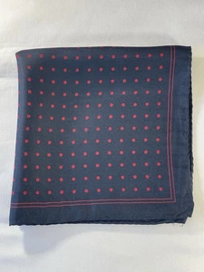 Pañuelo/pañuelo bolsillo seda punto azul marino/rojo - enrollado a mano - Imagen 1 de 4