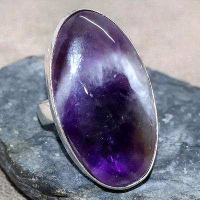 Chevron Amethyst 925 Silver Plated Ring US 6.5 Superb Gift GW - Image 1 of 3