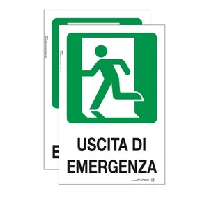 Cartello Adesivo Uscita di sicurezza a sinistra 20x30 cm (2 pezzi) - Foto 1 di 5