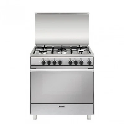 GLEM GAS U855MI6 CUCINA A GAS 80x50 5 FUOCHI CON FORNO ELETTRICO VENTILATO INOX  - Immagine 1 di 2