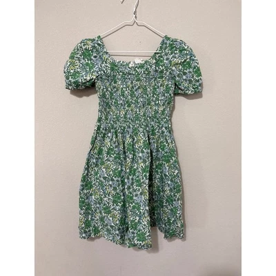 Vestido Floral Verde y Azul Popelina Algodón Crewcuts Niñas Talla 12 Calado Foto 1 de 4