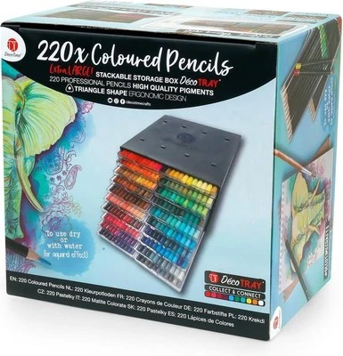 DECOTIME Deco Time 220 Bleistifte im Deko Tablett Spaß und kreativ Basteln