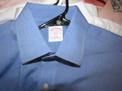 BROOKS BROTHERS Men's Dress Shirt 15-33 Blue French Cuff NON IRON Cotton - Image 1 of 4