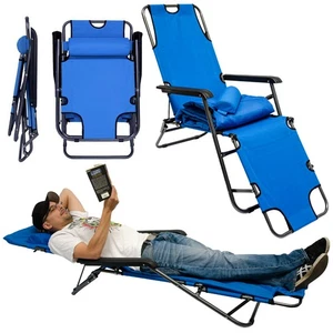 Liegestuhl Campingliege Gartenliege Sonnenliege Liege 178cm +Auflage Strandliege - Bild 1 von 10