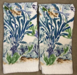 Caro Hand Towels Bathroom Guest Beach Sea Life Summer House Set of 2 Blue EUC - Picture 1 of 7
