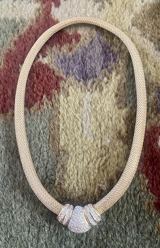 Collana girocollo vintage Christian Dior pavè strass 15” firmata