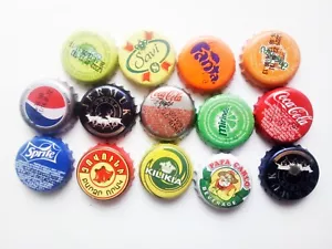 Soft Drink soda bottle caps Metal lot 14 pcs all different - Picture 1 of 3