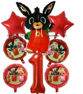 BING BUNNY Red Balloon Set for 1st Birthday Party FOIL HELIUM Decorations AGE 1 - Picture 1 of 3
