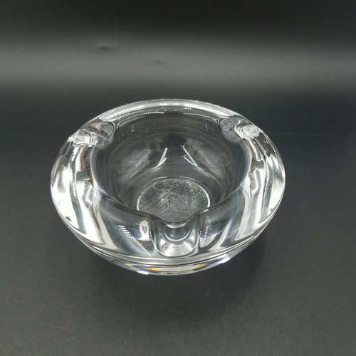 vintage Art Vannes Crystal Round Ash Tray  Heavy Made in France