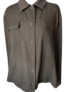 Chico’s Gr. 3 (Large) Shacket anthrazit grau Druckknöpfe Taschen Stretch neuwertig - Bild 1 von 7