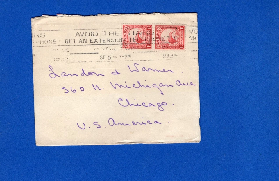 NEW ZEALAND TO USA, COVER, 1938, VF - Image 1 of 2
