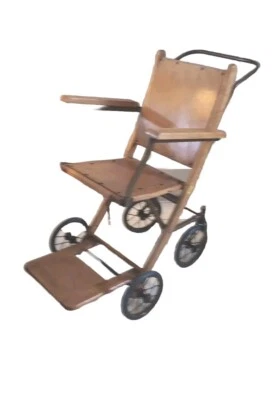 Silla de ruedas o cochecito plegable Gendron antiguo de arce para niños de los años 1910-1920 raro Foto 1 de 4