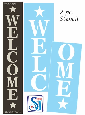 Joanie 44" 2 pc. Stencil Barn Star Welcome Country Porch Family Home Art Signs - Image 1 of 4