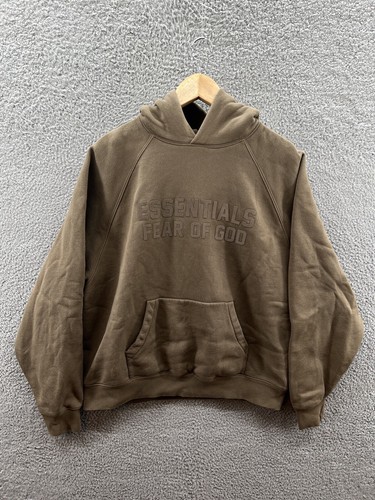 Felpa con cappuccio in legno Fear of God Essentials taglia small