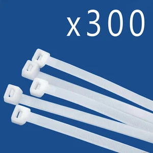 Confezione 300 Pezzi Quantità - Fascetta Filo Zip Nylon 12" Pollici 50 libbre - Bianco Naturale - Foto 1 di 2