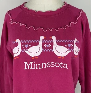 Sudadera MINNESOTA VINTAGE AÑOS 80 90 MUJER S Fucsia Patos Corazones Lechuga Dobladillo - Imagen 1 de 14