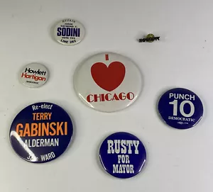 Lot of 7 Political Campaign “Vote For” Button Pins: Gabinski / Raymond / Etc. - Picture 1 of 3