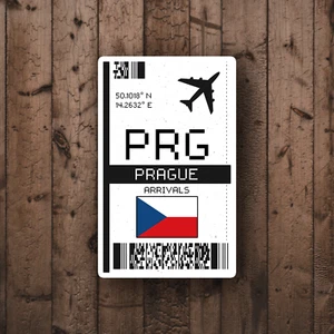 PRG Prague Boarding Pass Glossy Sticker - Czech Republic Travel Sticker - Picture 1 of 3