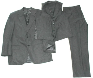 OXXFORD SUIT Gray WOOL Men's 42 42R Vest Jacket Pants Surgeon Cuff Tonal Check - Picture 1 of 22