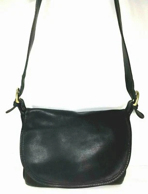 Bolso de Hombro Coach Fletcher 4150 Vintage Negro Cuero Suave Solapa Foto 1 de 4