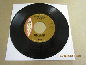 ETTA JAMES Seven Day Fool/It's Too Soon 45 7" Used! 1961 Argo Northern Soul R&B - Picture 1 of 4