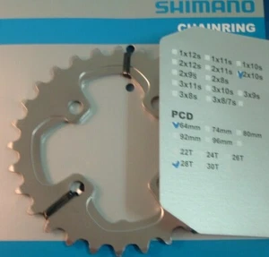 Shimano Deore XT M785 28T-AJ x 64BCD MTB NEW / NOS Chainring- 2x10-Spd- NIB - Picture 1 of 6