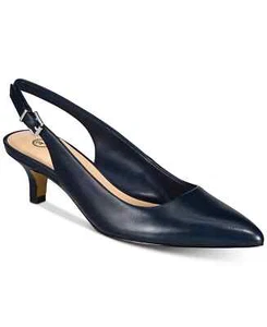 Bella Vita Women's Blue Leather Scarlett Slingback Pumps - 7.5 - Blue - Picture 1 of 5