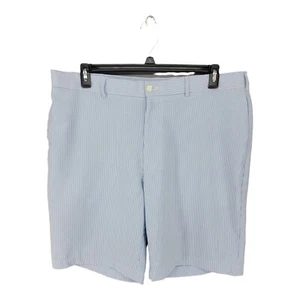 Pro Tour Men Shorts Cool Play Golf Blue Stripe Seersucker Flat Front 38x10 - Picture 1 of 5