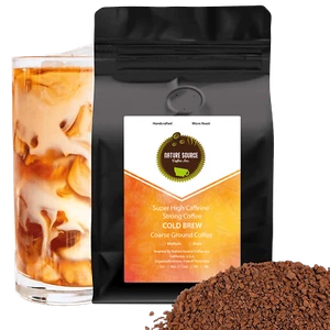 Super High Caffeine Cold Brew | Strong Robusta Coffee | Organic | Coarse Ground - Picture 1 of 5