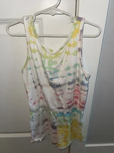 Girls OLD NAVY White w/ Multi-Color Tie Dye Tank/Short Romper Size 8 Med - Picture 1 of 6