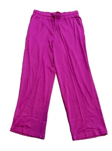 Woman Within Pull On Sweatpants Pink Fleece Pockets Cotton Blend Sz M Petite - Picture 1 of 8