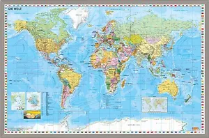 Pinnwand Weltkarte DEUTSCH Wandtafel Memoboard Pinwand Korkwand 89 x 59 cm - Bild 1 von 1