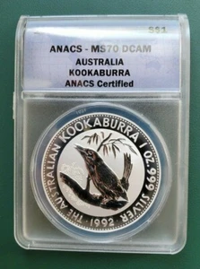 1992 Australia Coin Kookaburra 1 oz 999 Silver ANACS MS 70 DCAM ! - Picture 1 of 2