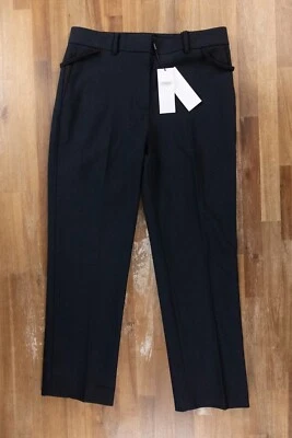HELMUT LANG navy blue cropped straight leg stretch wool pants 4 US / XS NWT - Image 1 of 4