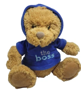 THE BOSS TEDDY BEAR in BLUE TOP CUDDLY 9"PLUSH SOFT TOY TEDDY BEAR - Picture 1 of 15